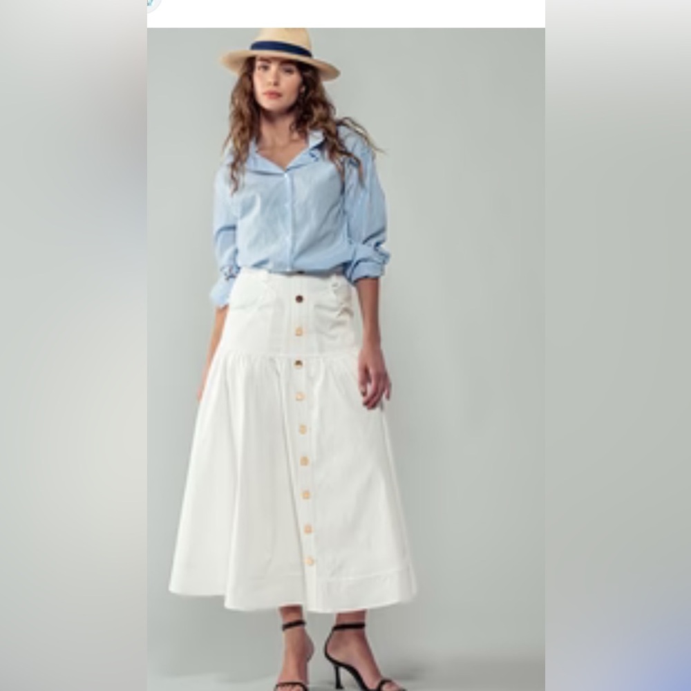 White Button-Down Maxi Skirt - Picture 2 of 7